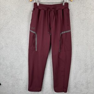 Under Armour Unstoppable Cargo Pants Loose Fit Burgundy Mens Medium Lightweight